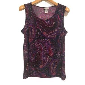Catherines Women's Paisley Tank Top size 14/16 Scoop Neck Relaxed Fit Sleeveless